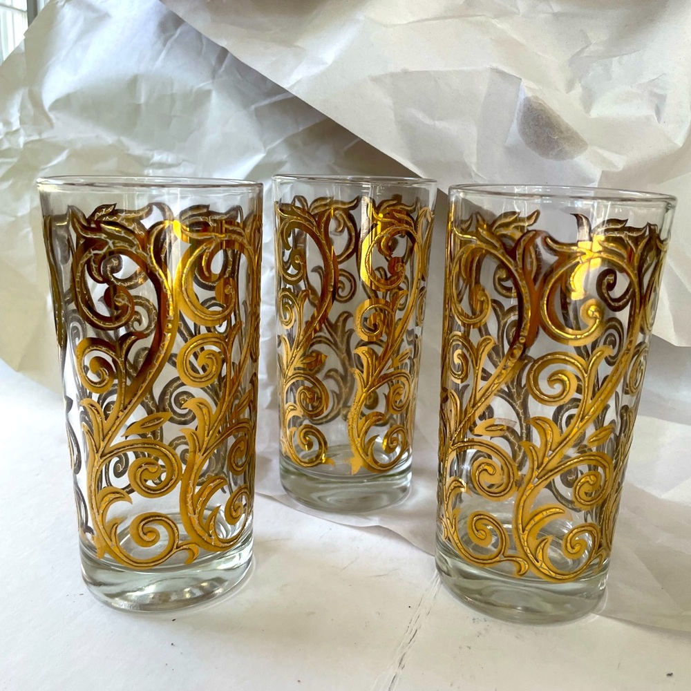 3. Vintage Culver Iberia Baroque Scroll glasses -  GOLD